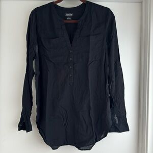 Black Lucky split neck top